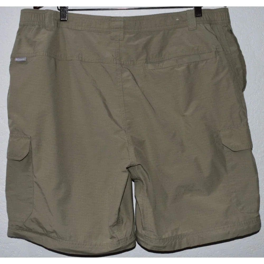 Columbia MENS XL Cargo Convertable Pants Zip-Off Khaki Green Hiking Lightweight